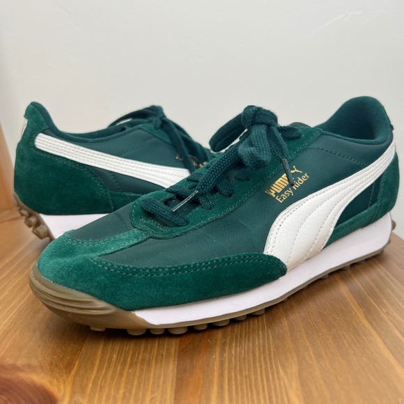 Puma Shoes - Puma Womens 7.5 Rider Sneakers Green White Gum Sole 399028-14 Retro Low Top